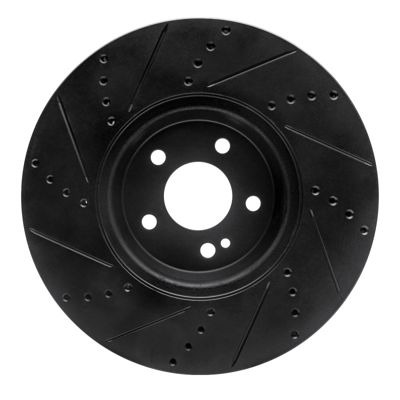 Mercedes-Benz E250 Brake Rotor (1) - Front Right - R1 Concepts - Drilled & Slotted - Black - `15-`23